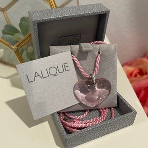 Lalique Pink Heart Pendant Necklace